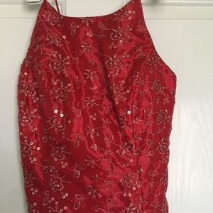 Red and silver two piece dress